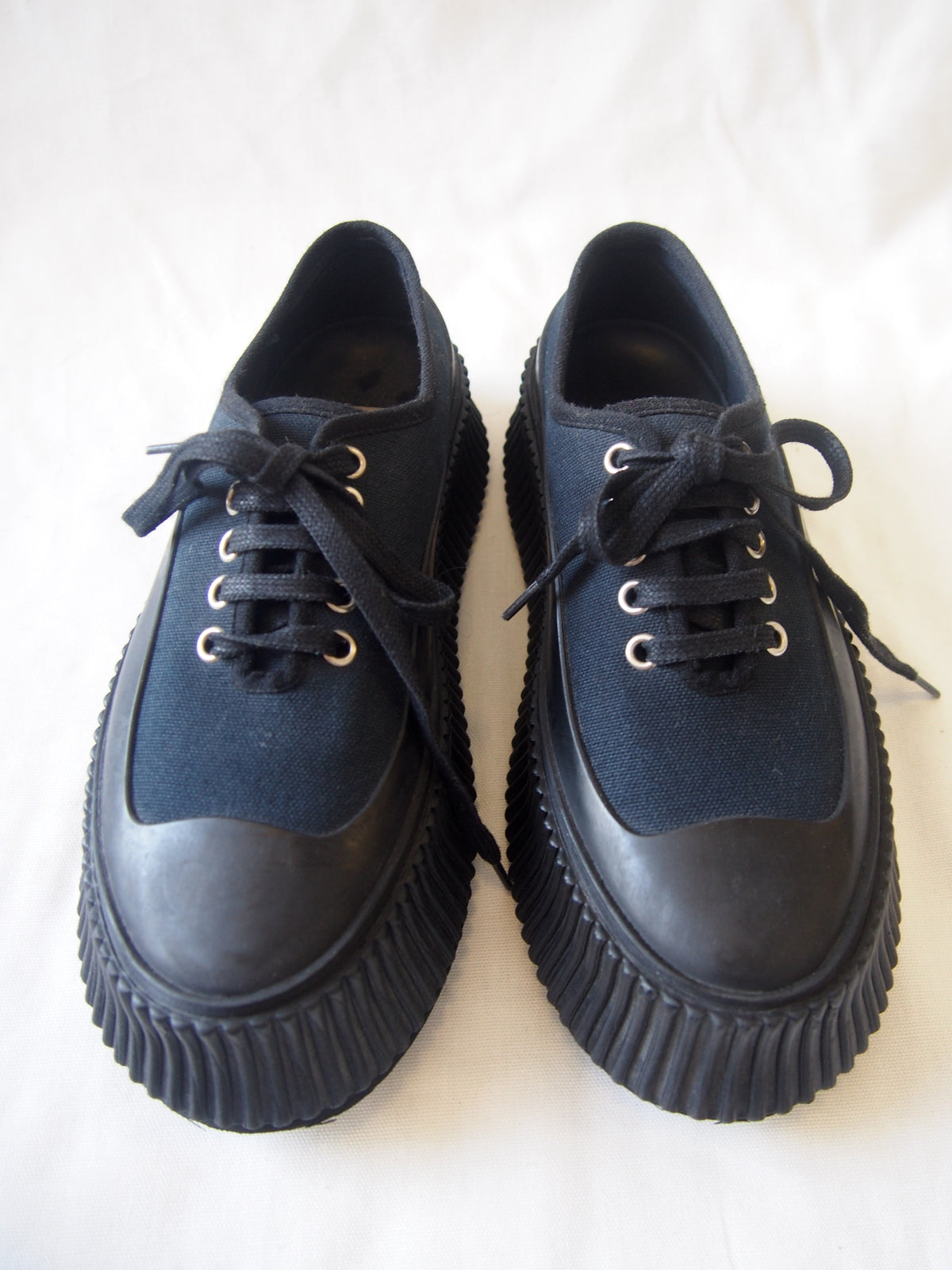 Jil Sander Canvas platform-soled low top trainers - Navy - EU 37