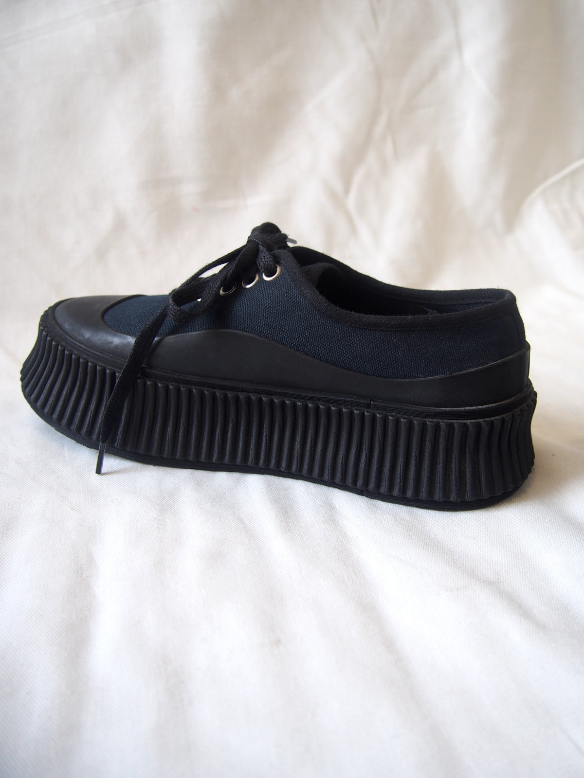 Jil Sander Canvas platform-soled low top trainers - Navy - EU 37