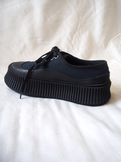 Jil Sander Canvas platform-soled low top trainers - Navy - EU 37