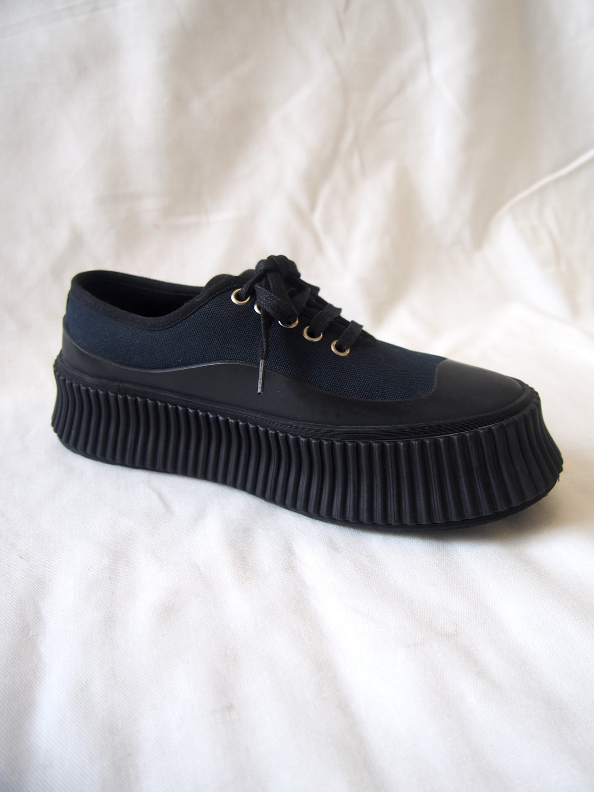 Jil Sander Canvas platform-soled low top trainers - Navy - EU 37