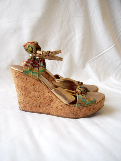 Missoni cork wedge multi-coloured & gold sandals - EU36