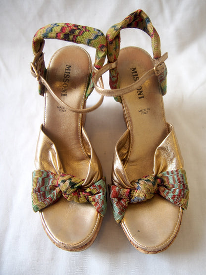 Missoni cork wedge multi-coloured & gold sandals - EU36