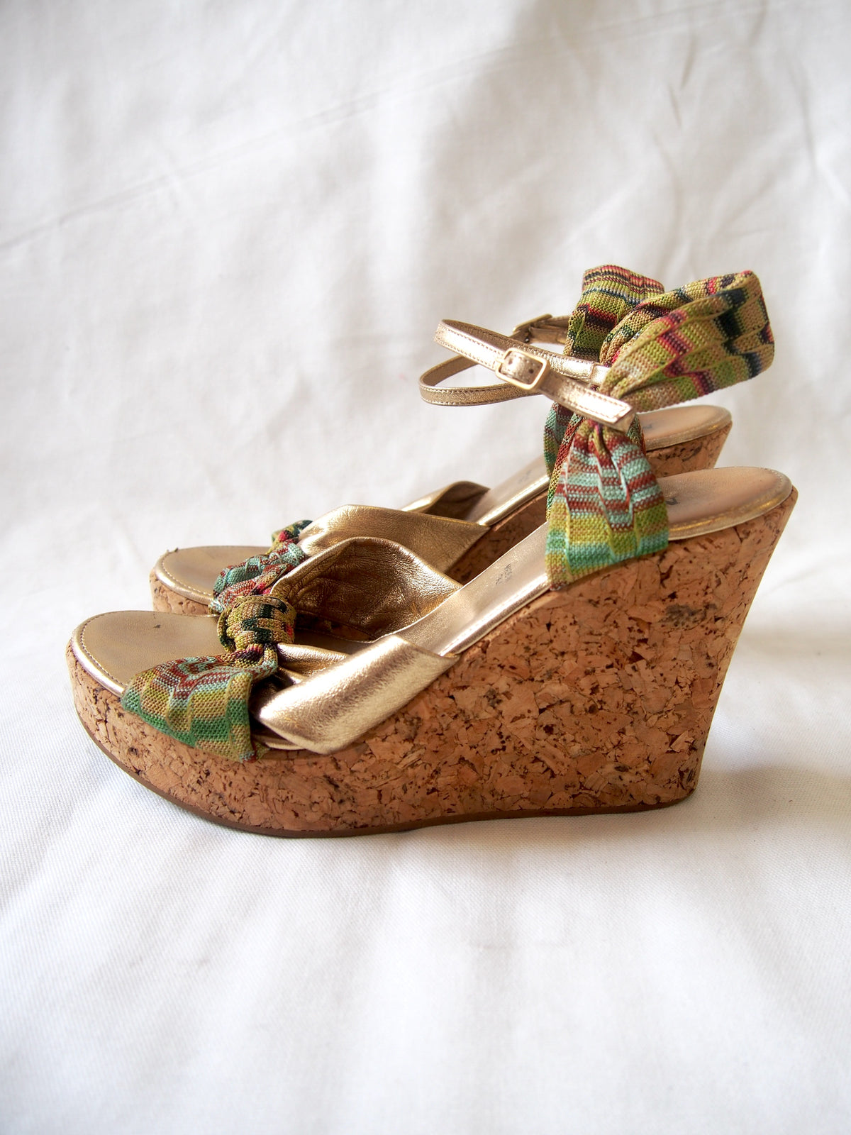 Missoni cork wedge multi-coloured & gold sandals - EU36