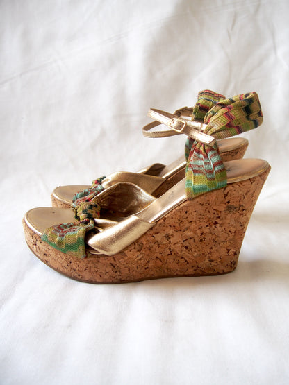 Missoni cork wedge multi-coloured & gold sandals - EU36