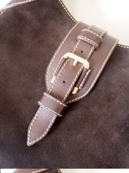 Bally 1990s Vintage crescent 'Hobo' suede & leather shoulder bag - Brown