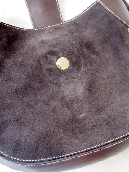 Bally 1990s Vintage crescent 'Hobo' suede & leather shoulder bag - Brown