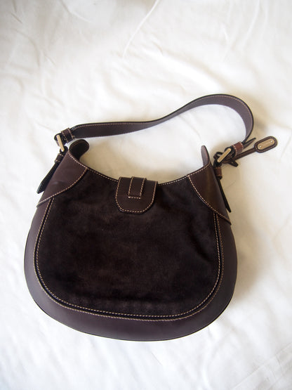 Bally 1990s Vintage crescent 'Hobo' suede & leather shoulder bag - Brown