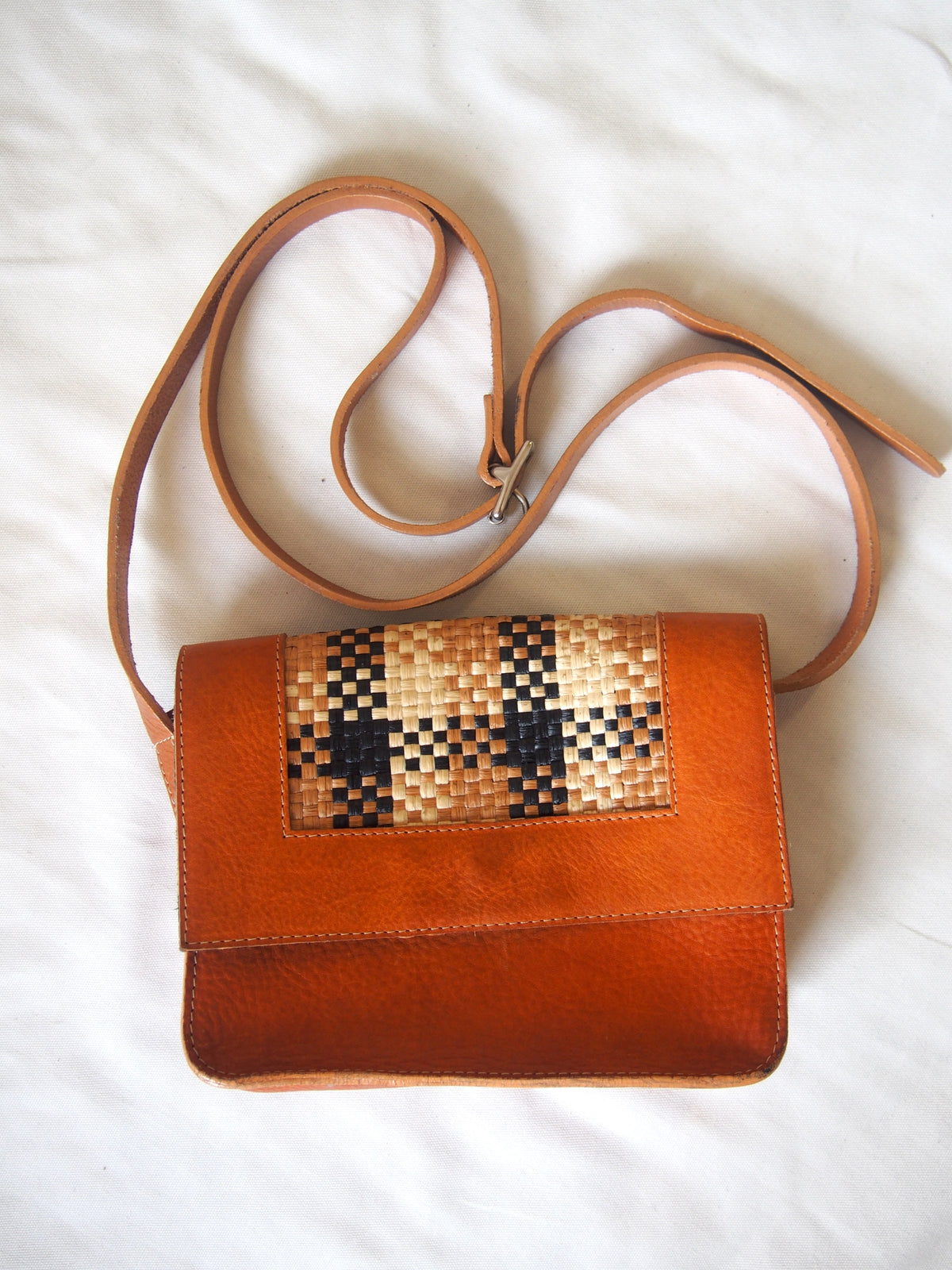 Kate Sheridan tan leather handbag - Woven - Made in England