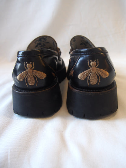 Gucci leather loafers with horsebit and lug sole - EU38 - Black