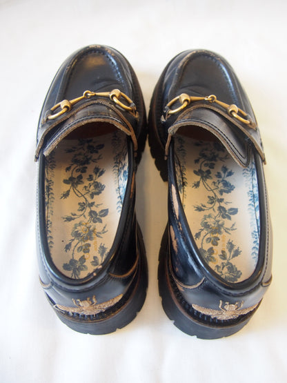 Gucci leather loafers with horsebit and lug sole - EU38 - Black