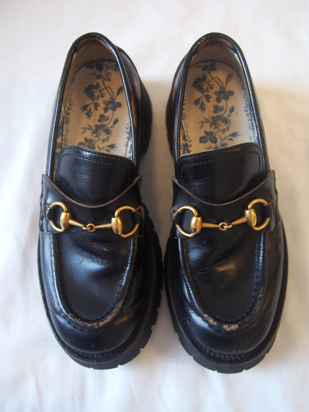 Gucci leather loafers with horsebit and lug sole - EU38 - Black