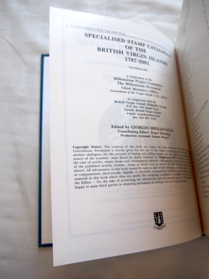 Specialised stamp catalogue of the British Virgin Islands 1787-2001 book