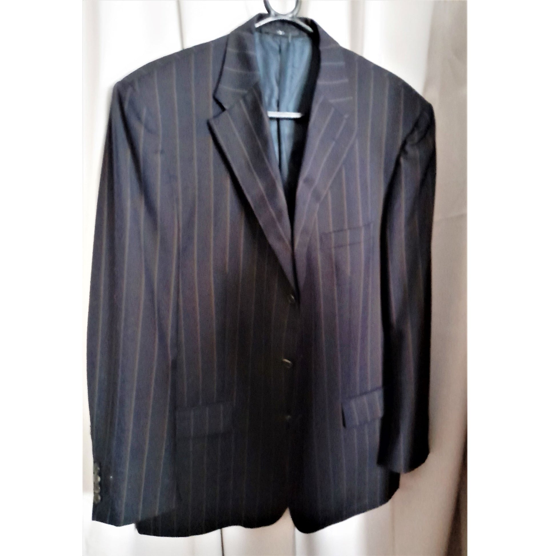 Valentino Black Gold Stripe Wool Jacket Size 54" Chest Shop for