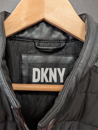 DKNY Black Faux Leather Jacket Size M