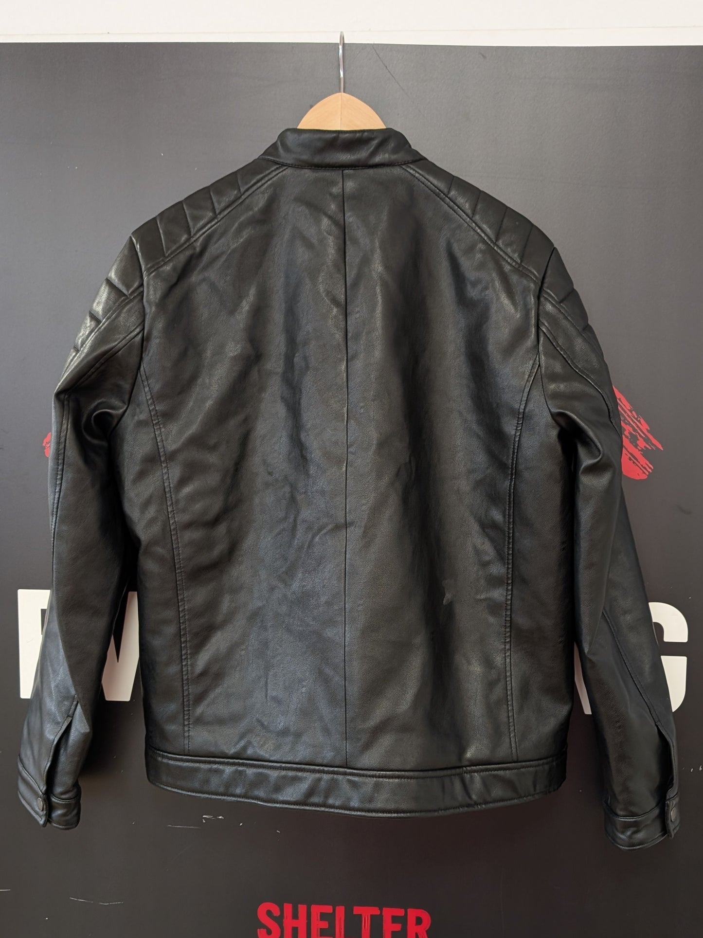 DKNY Black Faux Leather Jacket Size M