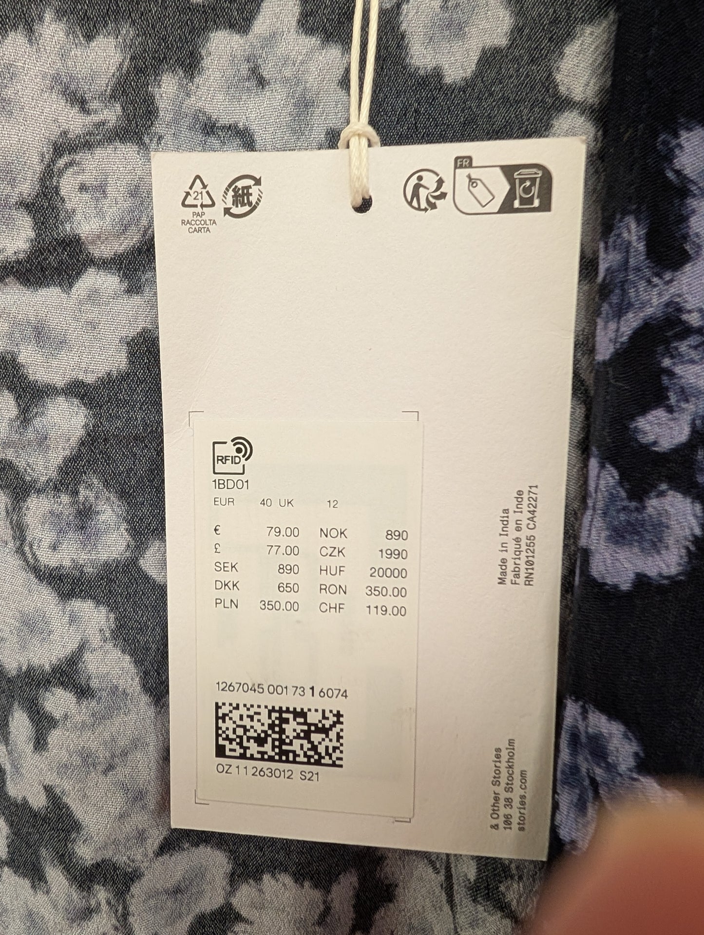 BNWT & Other Stories Blue/Black Floral Wrap Tea Dress Size 12