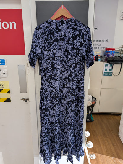 BNWT & Other Stories Blue/Black Floral Wrap Tea Dress Size 12