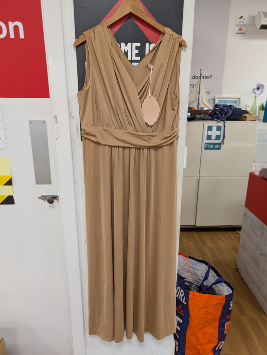 BNWT Jolie Moi Nude Plunge Front Wrap Maxi Dress Size 18