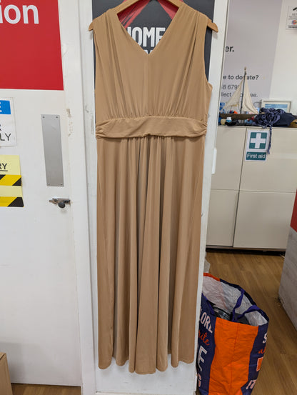 BNWT Jolie Moi Nude Plunge Front Wrap Maxi Dress Size 18