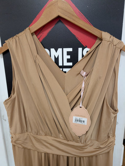 BNWT Jolie Moi Nude Plunge Front Wrap Maxi Dress Size 18