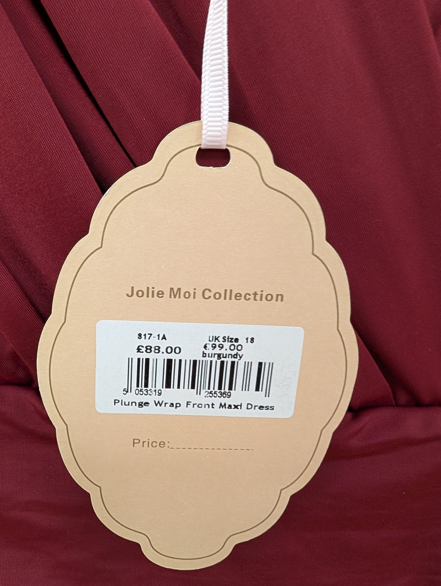BNWT Jolie Moi Burgundy Plunge Front Wrap Maxi Dress Size 18