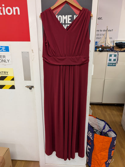BNWT Jolie Moi Burgundy Plunge Front Wrap Maxi Dress Size 18