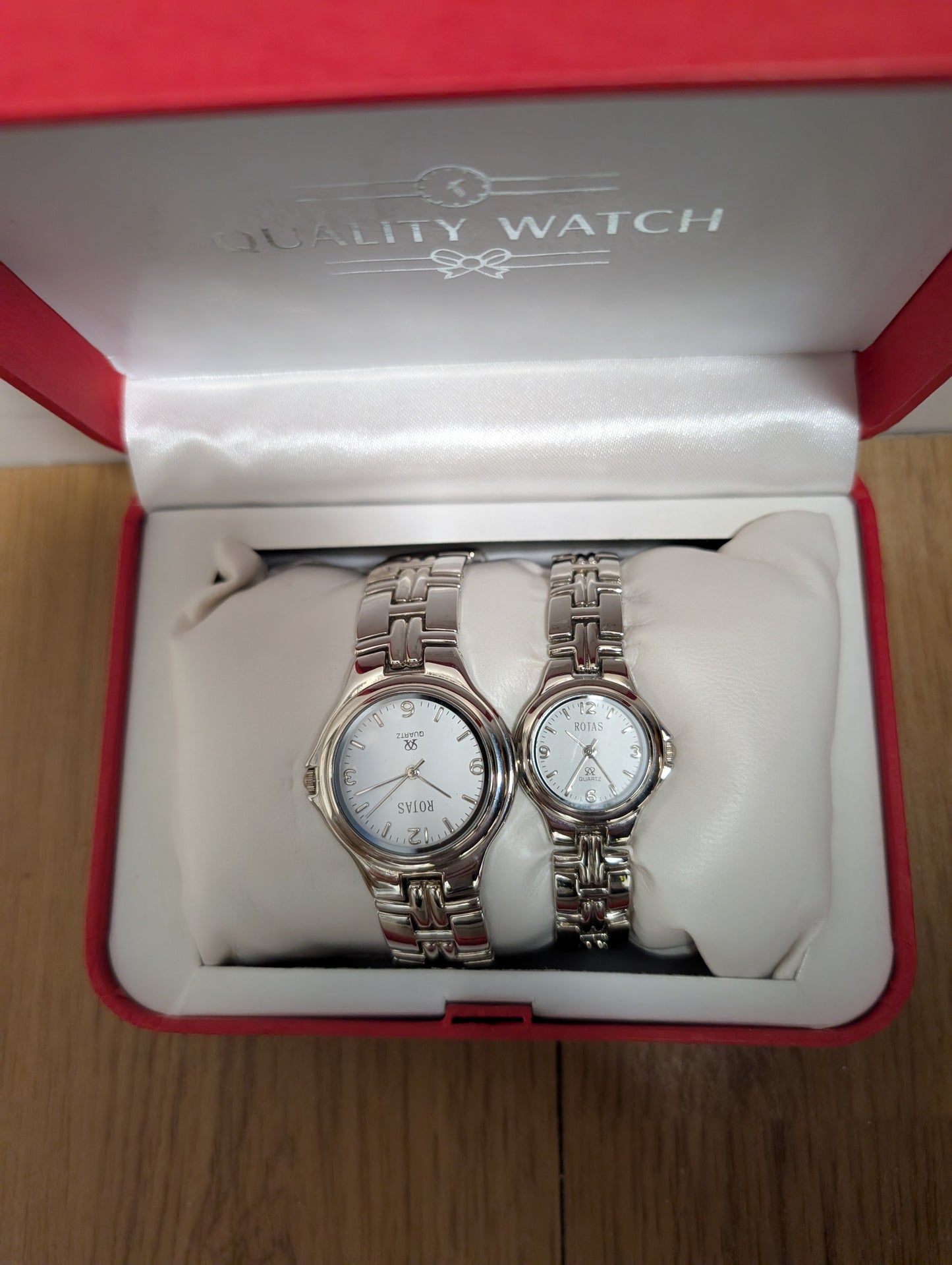 Rojas Quartz Silver His & Her Stainless Steel Boxed Watch Set