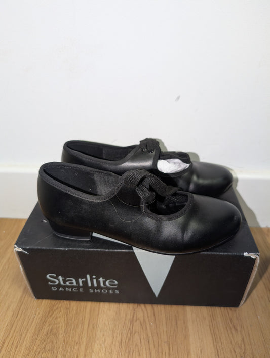 Starlite Patter Black Tap Shoes Kids Size 13.5