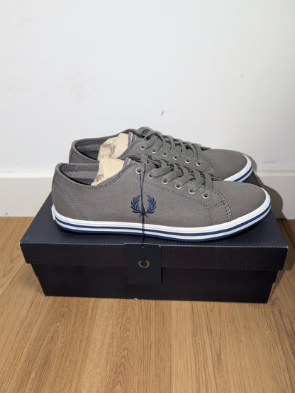 BNIB Fred Perry B7259 Kingston Twill I62/Castle Grey Trainers Size 6