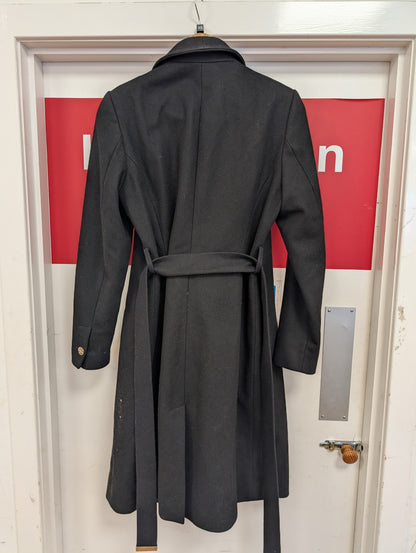 Ted Baker Black Wool Blend Long Coat Size XS