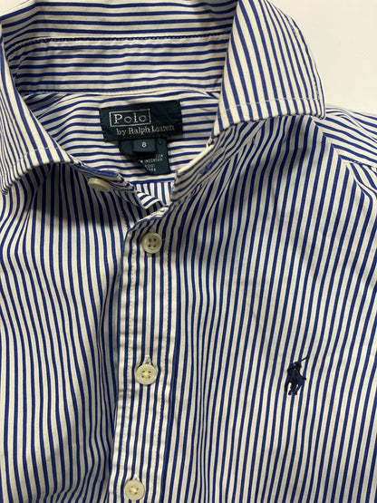 Polo Ralph Lauren Blue and White Top Size 8