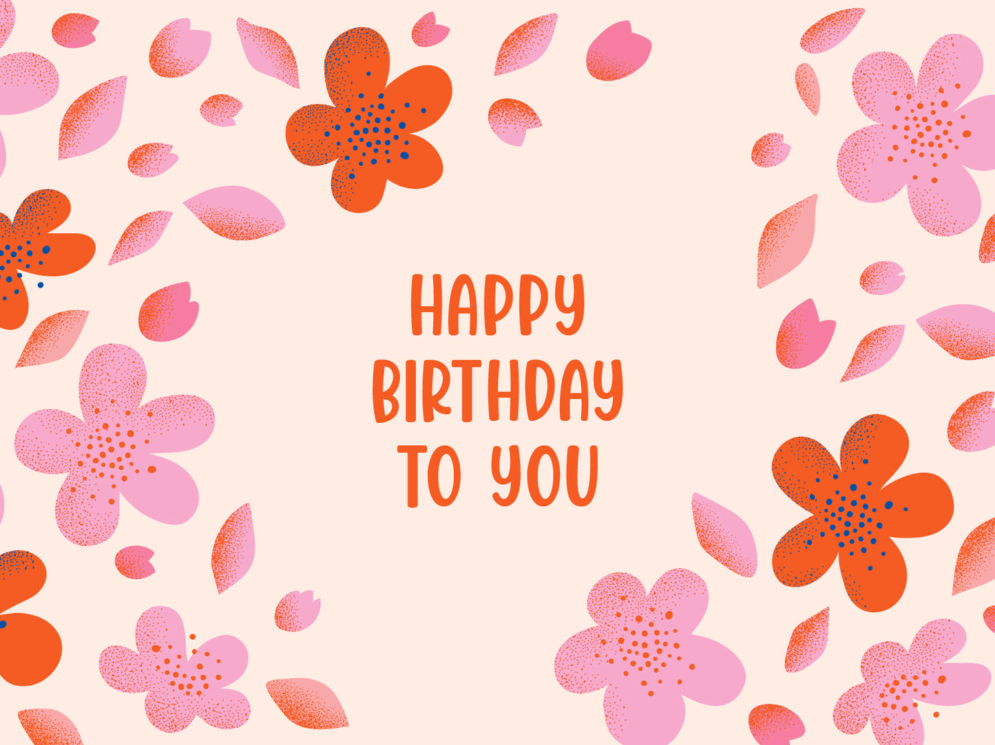 Floral birthday card with 'Happy Birthday To You' text on a light pink background