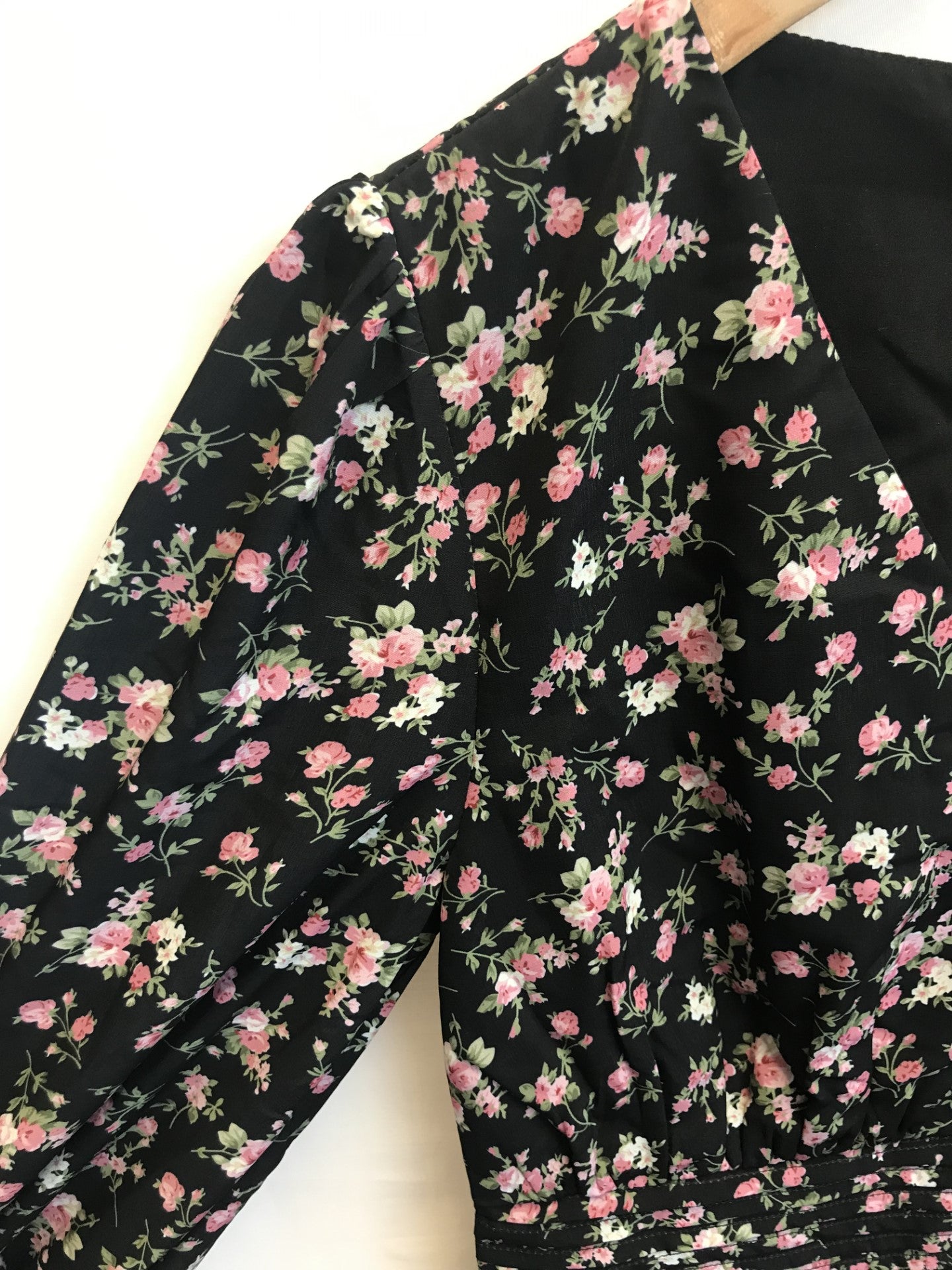 TwoSisters Black and Pink Long Sleeve Floral Dress, Size UK 8, BNWT