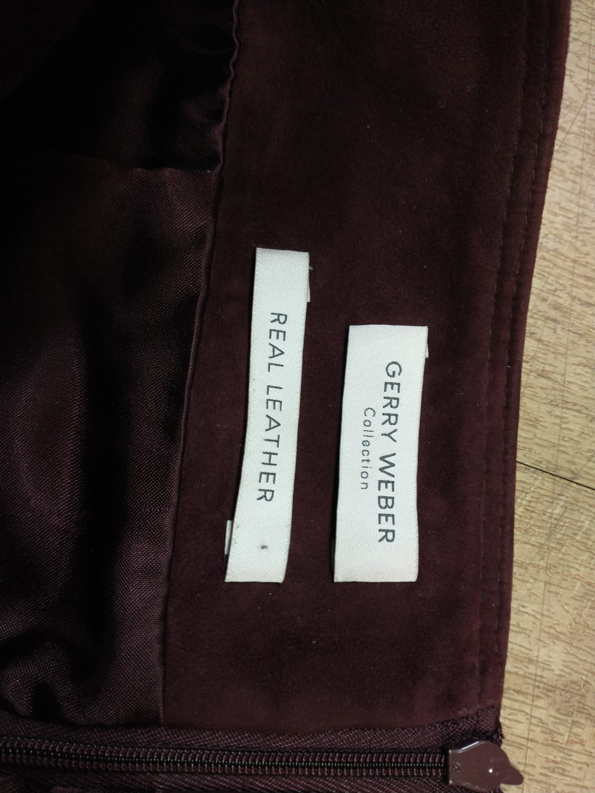 Gerry Weber Maroon Skirt Suede Size UK 10