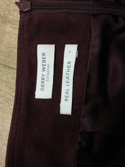 Gerry Weber Maroon Skirt Suede Size UK 10