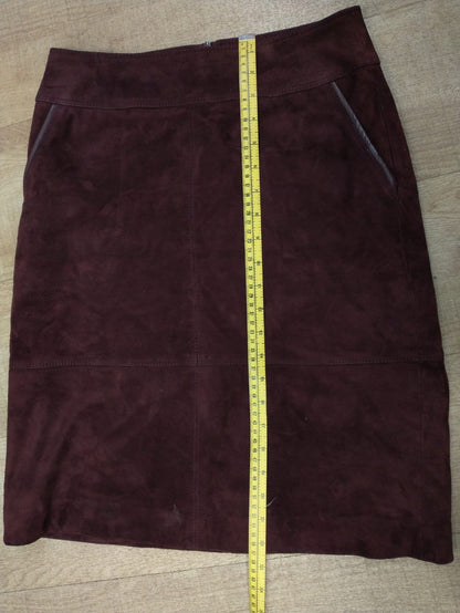 Gerry Weber Maroon Skirt Suede Size UK 10