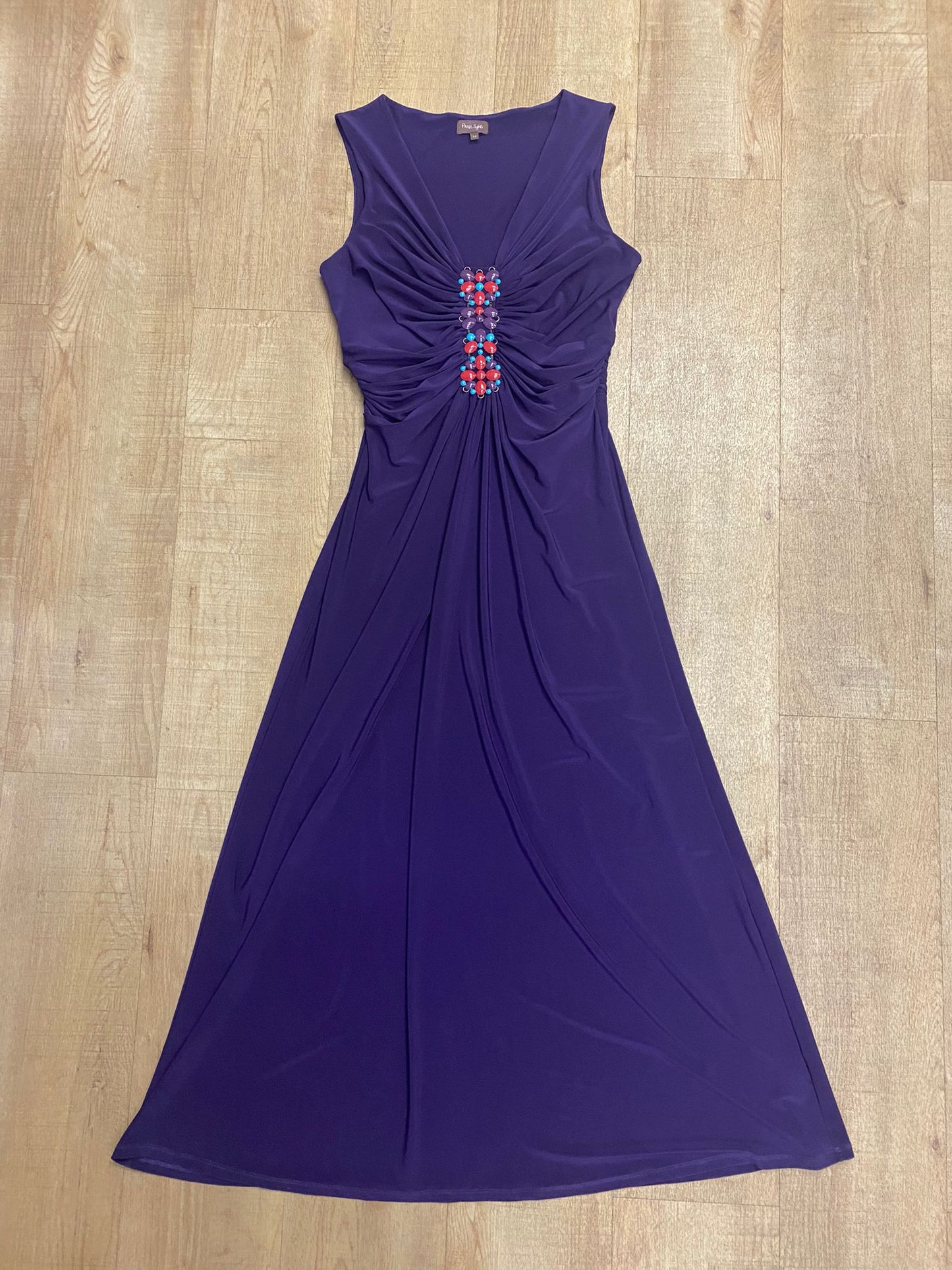 Phase Eight Purple Beaded Maxi-Dress Size 12