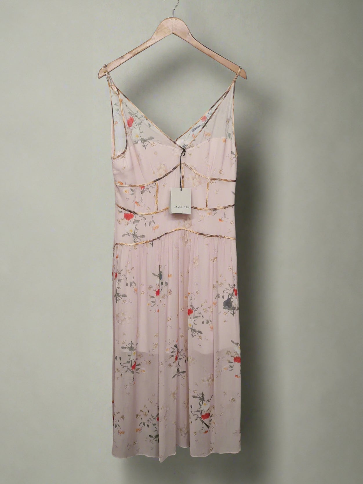 AllSaints Saffron Kora Floral Print Midi Dress Size 14 BNWT