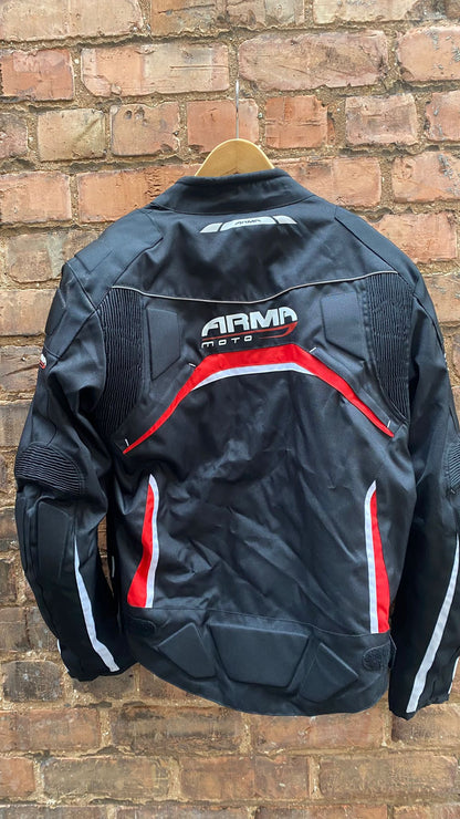 Arma Moto Biker Jacket Large for Motorbike, Black and red