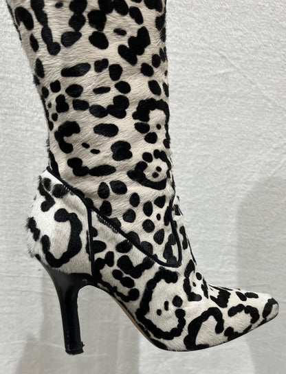 Manolo Blahnik Leopard Print Calf Hair Knee-High Boots Women’s Size 37