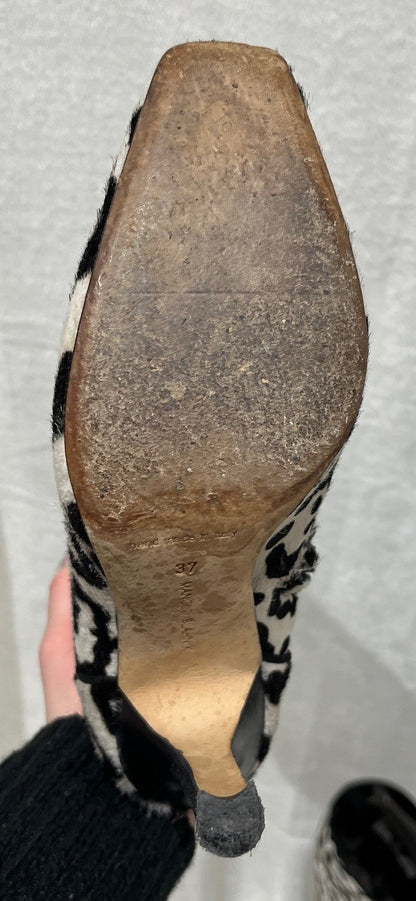 Manolo Blahnik Leopard Print Calf Hair Knee-High Boots Women’s Size 37