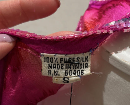 Vintage 1980s–90s Handmade 100% Silk Beaded Dress Size S