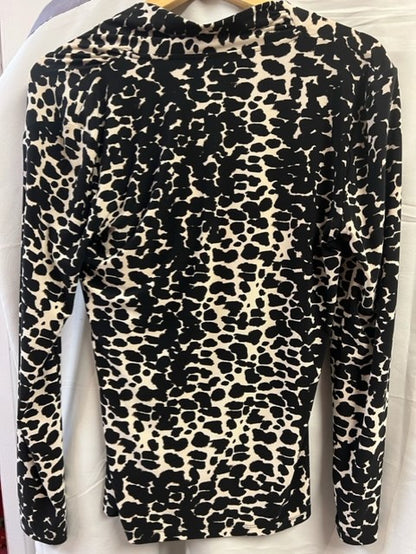 DKNY Leopard Print Medium Plunge Long Sleeved Top