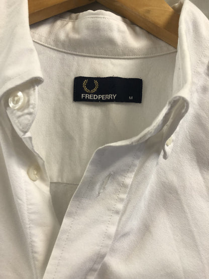 FRED PERRY WHITE LONG SLEEVED OXFORD SHIRT