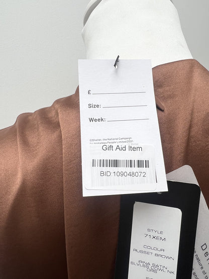 French Connection Brown Cowl Neck Dress Size 12