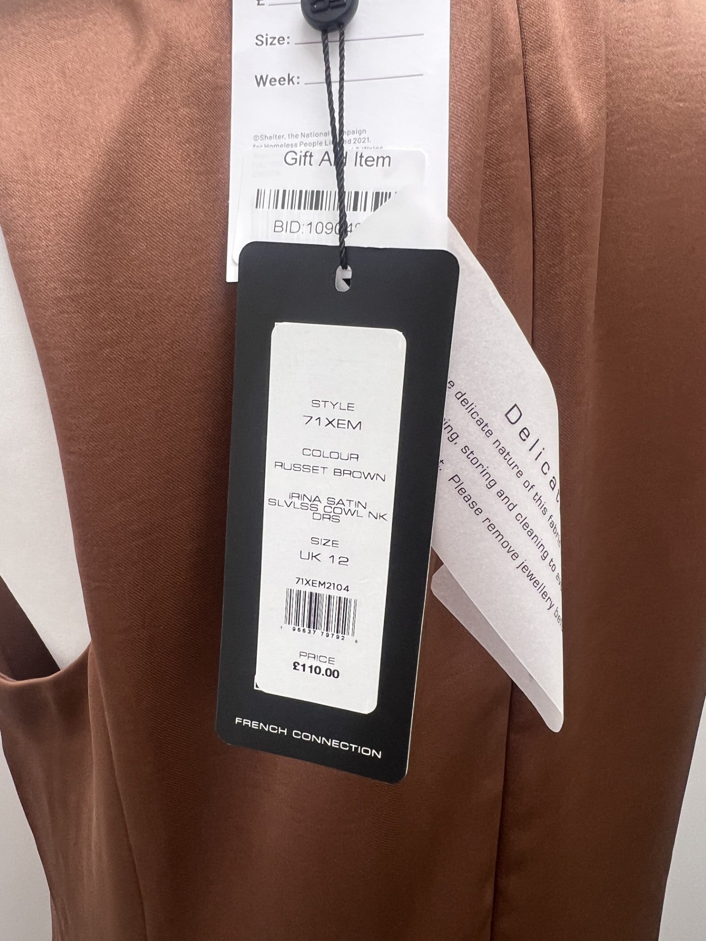 French Connection Brown Cowl Neck Dress Size 12