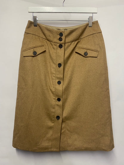 Jigsaw Beige/Camel Soft Mid Length Button Through Skirt 12