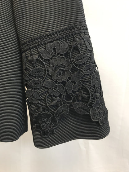 Hobbs Black Collarless Blazer with Sleeve Details, Size UK 10, BNWT