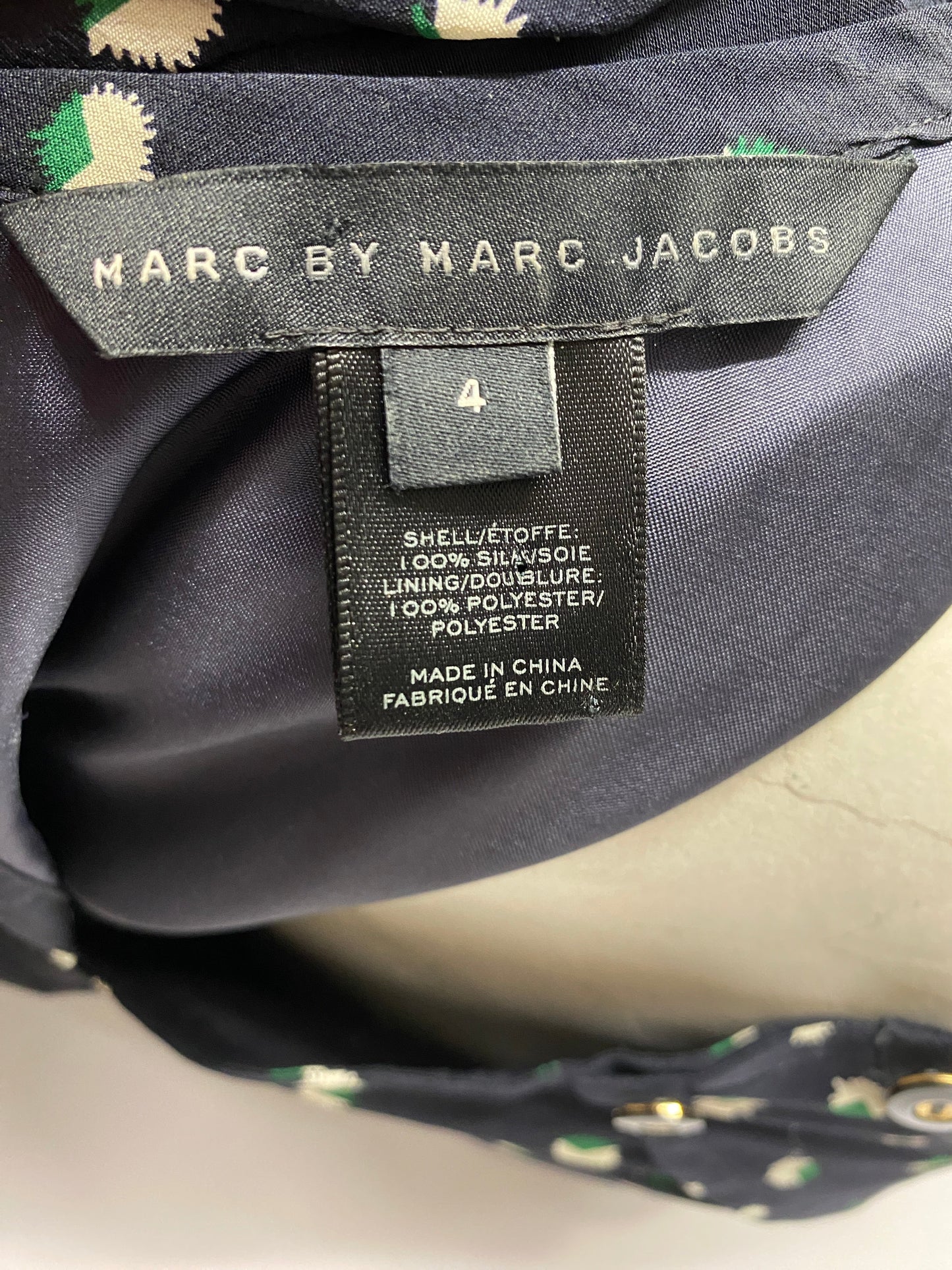 Marc by Marc Jacobs Blue and Green Short Sleeve Silk Dress 8