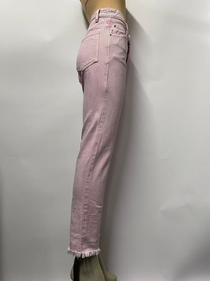 Isabel Marant Pink Denim Etoile Straight Leg High Rise Jeans 36